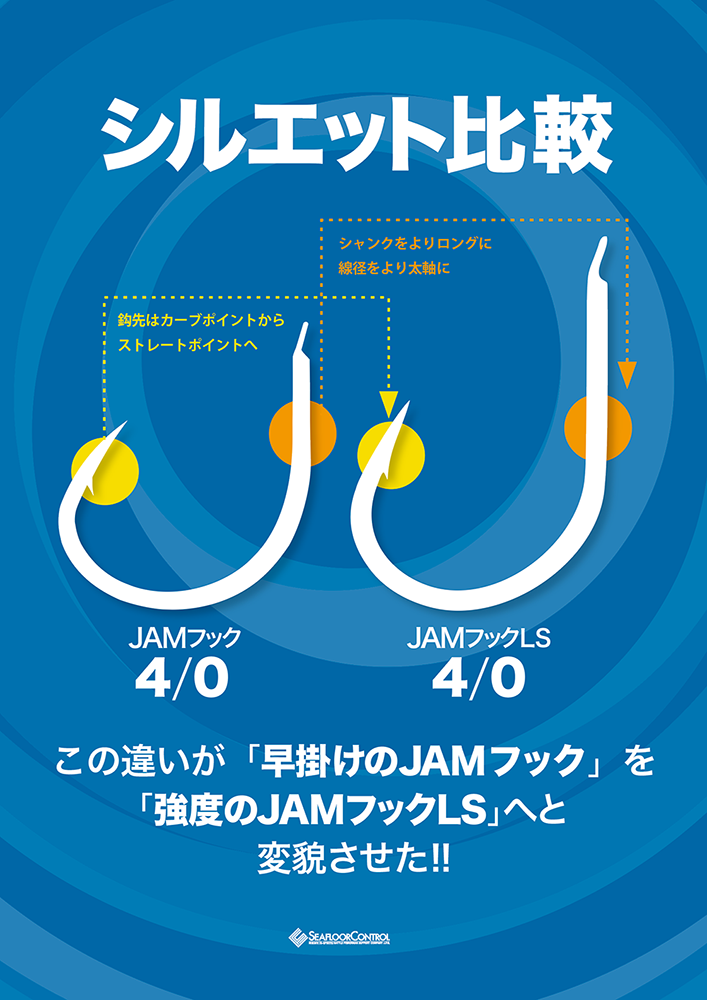 JAMフックLS（ロングシャンク）シルエット比較
